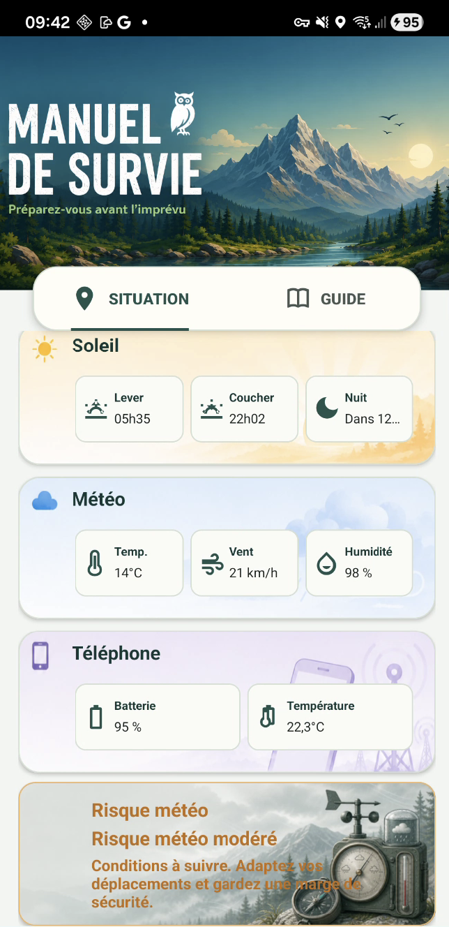 Soleil, météo, téléphone et risque météo